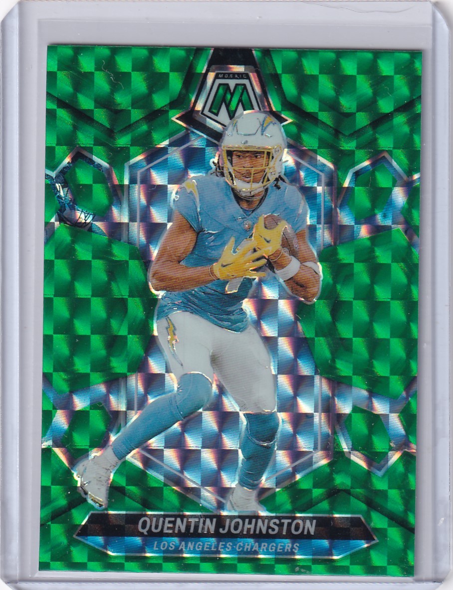 2024 Panini Mosaic Green Reactive #123 Quentin Johnston – Los Angeles Chargers