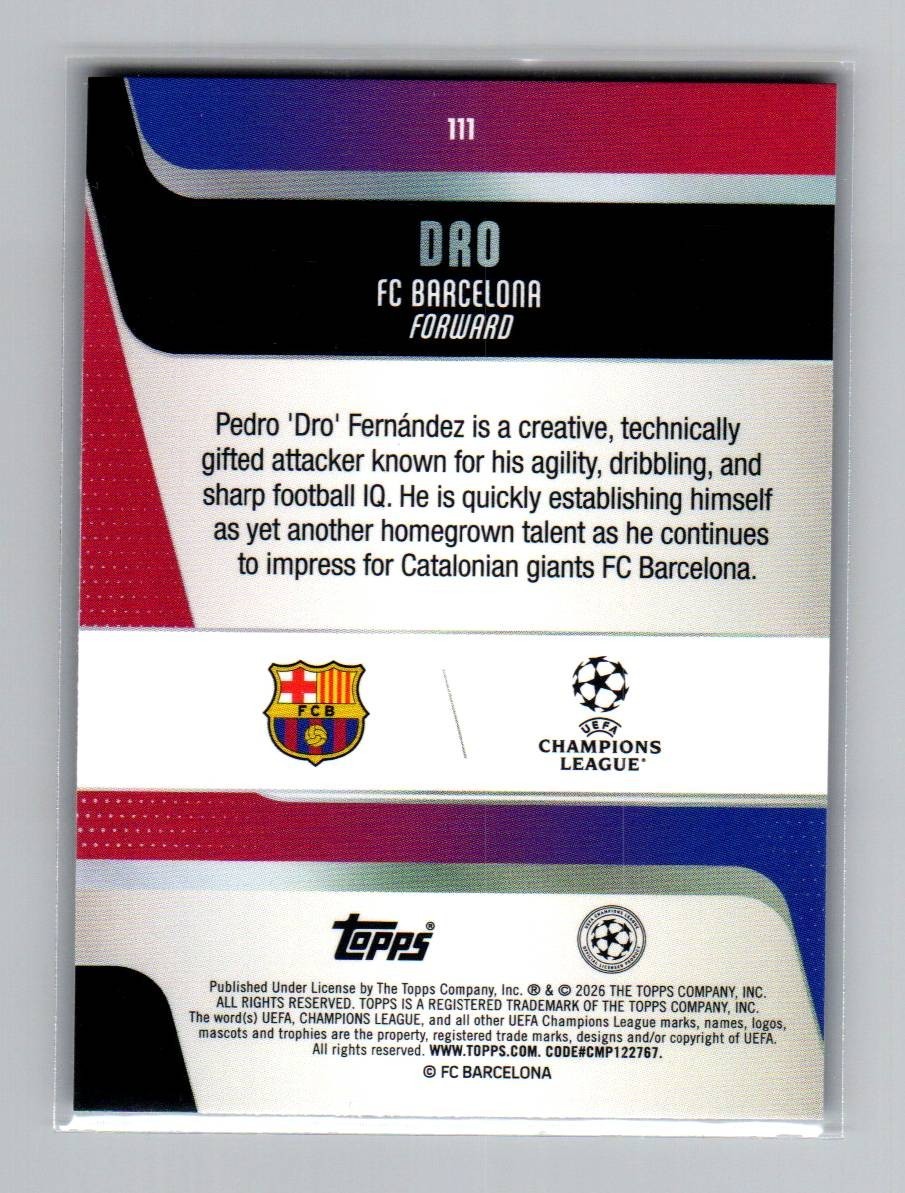 2025-26 Topps UEFA Champions League Dro Purple Foil Rookie Soccer Card 026/250