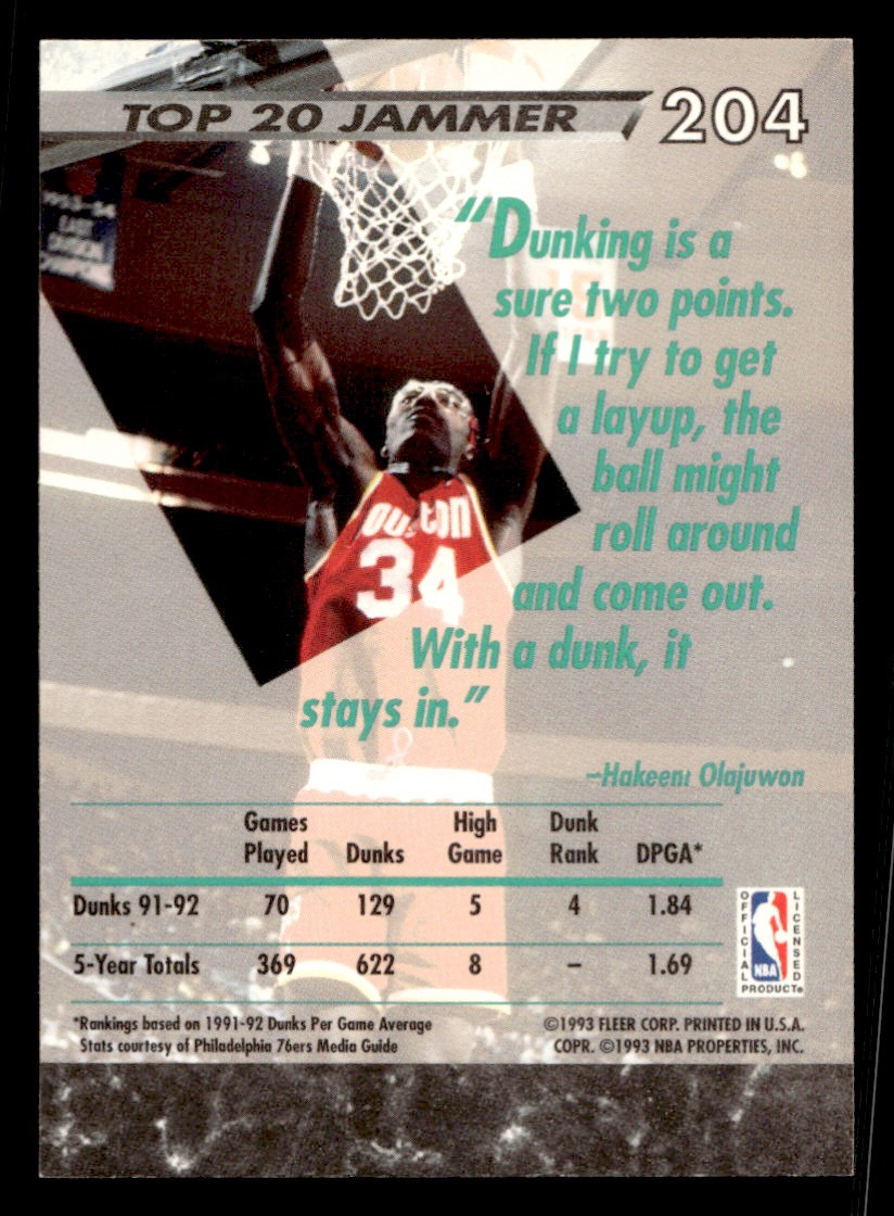 1992-93 Fleer Ultra – Hakeem Olajuwon #204 Basketball Sports Card Raw