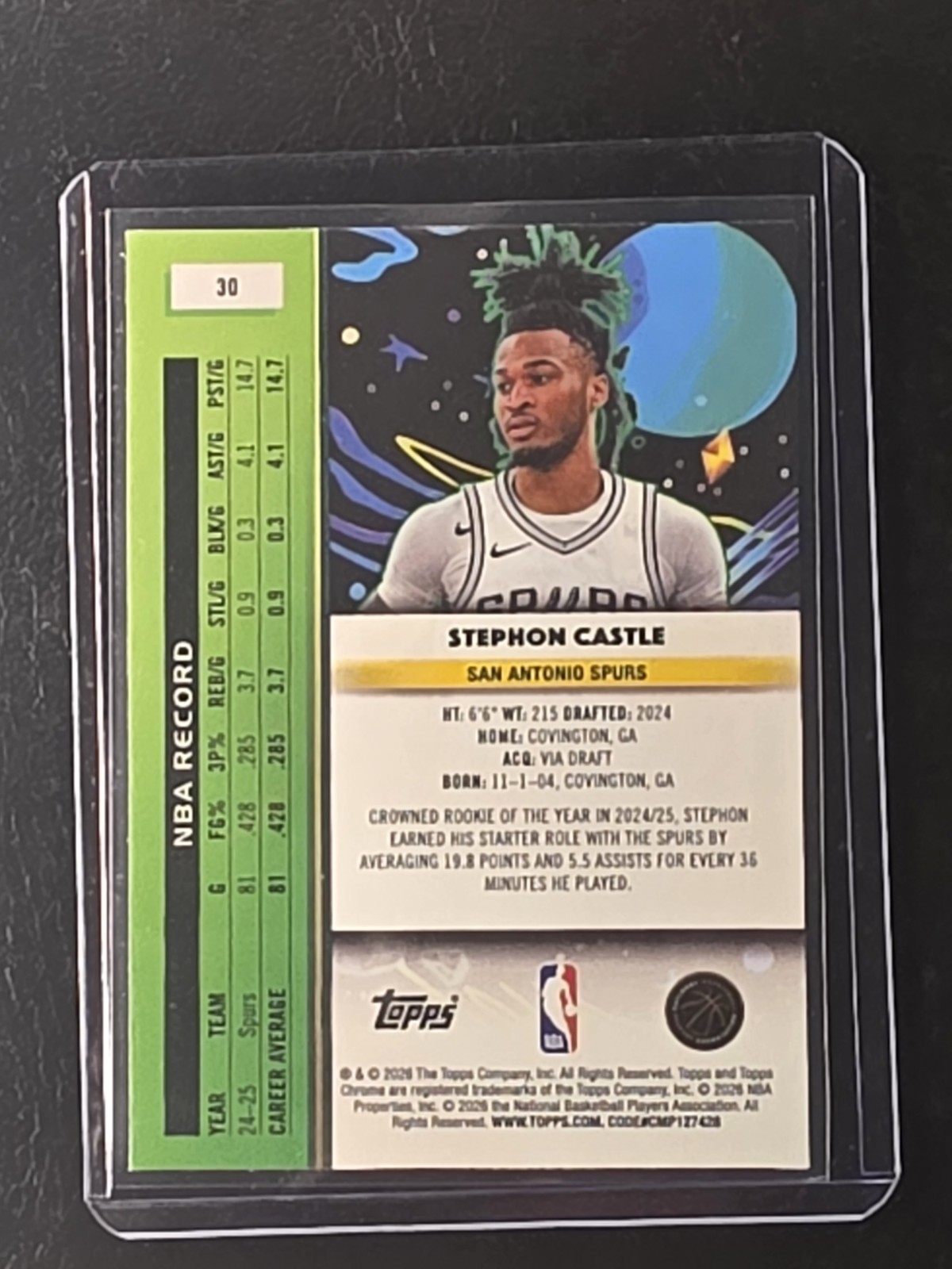 Stephon Castle 2025-26 Topps Cosmic Chrome #30 San Antonio Spurs