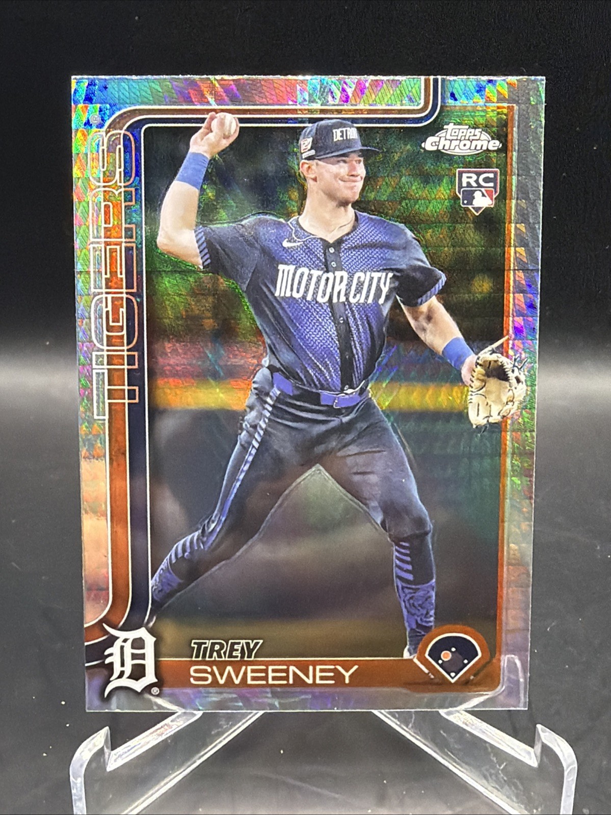 Trey Sweeney 2025 Topps Chrome Prism Refractor #6 Rookie RC Detroit Tigers
