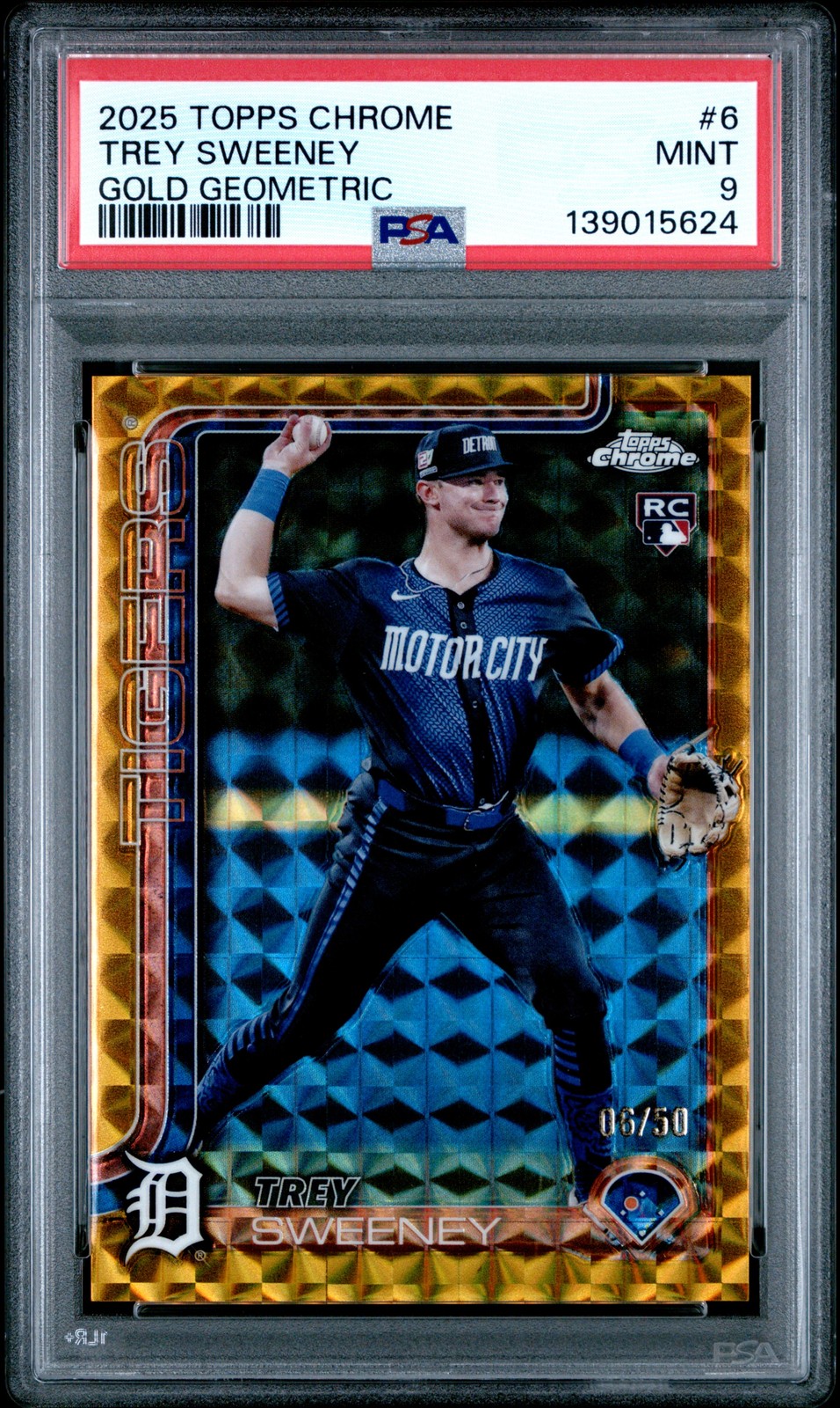 2025 Topps Chrome #6 Trey Sweeney Gold Geometric PSA 9