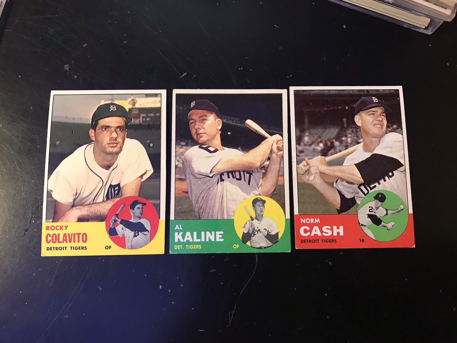 1963 Topps – Rocky Colavito #240 Al Kaline #25 Norm Cash #445
