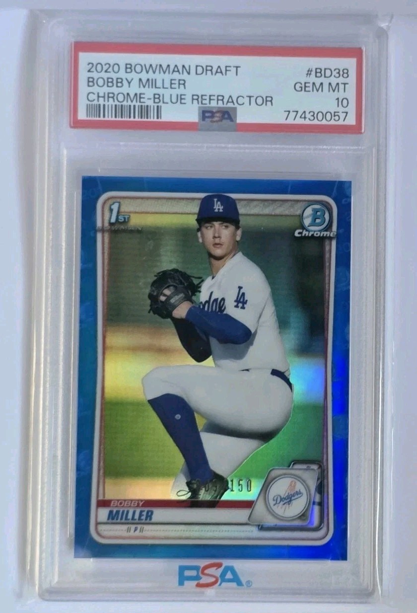 2020 Bowman Draft Bobby Miller Chrome Blue Refractor /150 PSA 10