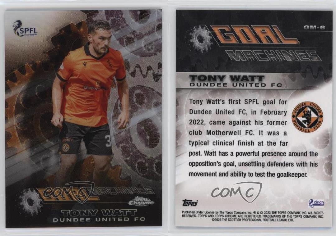 2022-23 Topps Chrome SPFL Scottish Premier League Goal Machines Tony Watt 18en