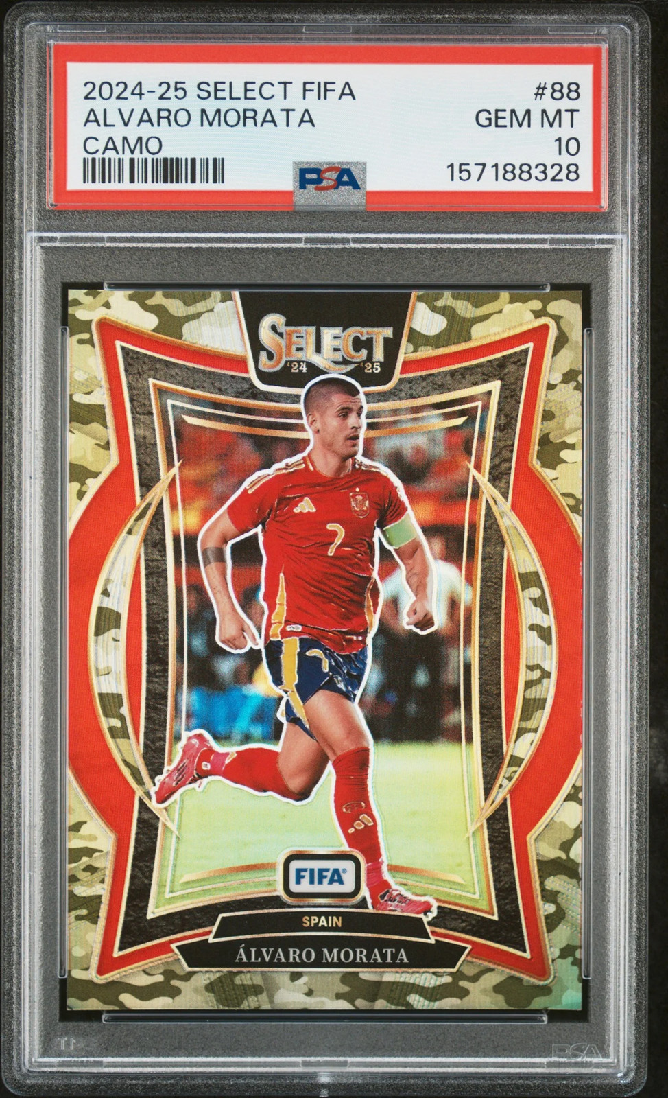 Alvaro Morata 2024-25 Panini Select FIFA #88 Camo /135 PSA10 GEM MT Spain
