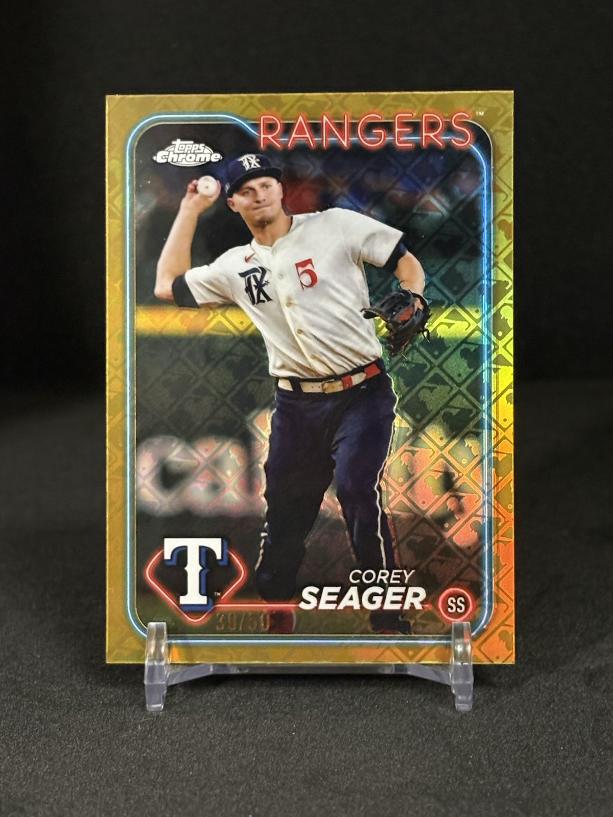 2024 Topps Chrome – Corey Seager #100 Gold Refractor 39/50
