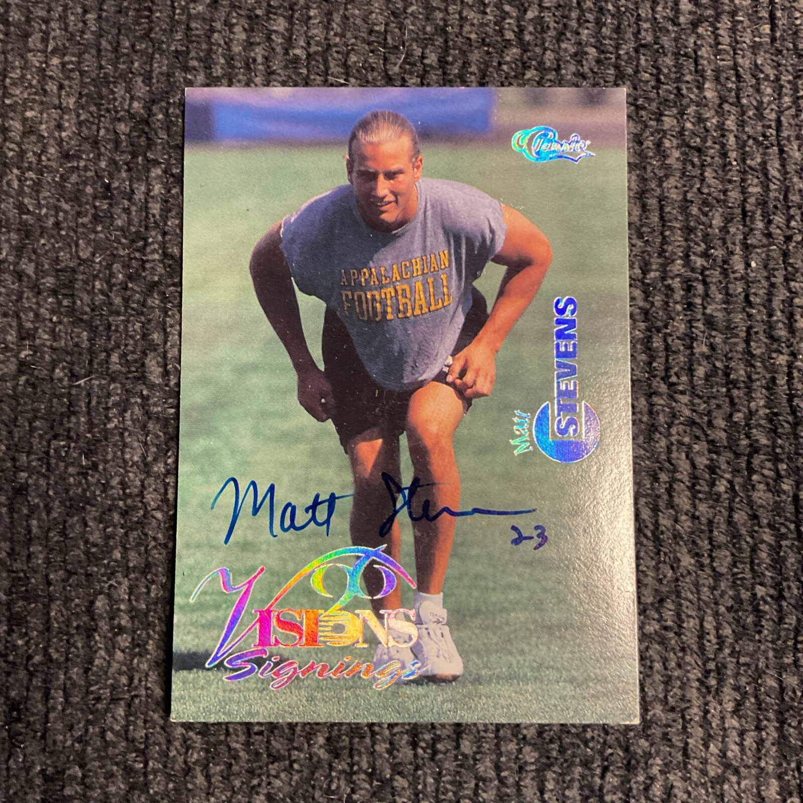 Matt Stevens auto Signed Football Card Appalachian 1996 Classic 179/390