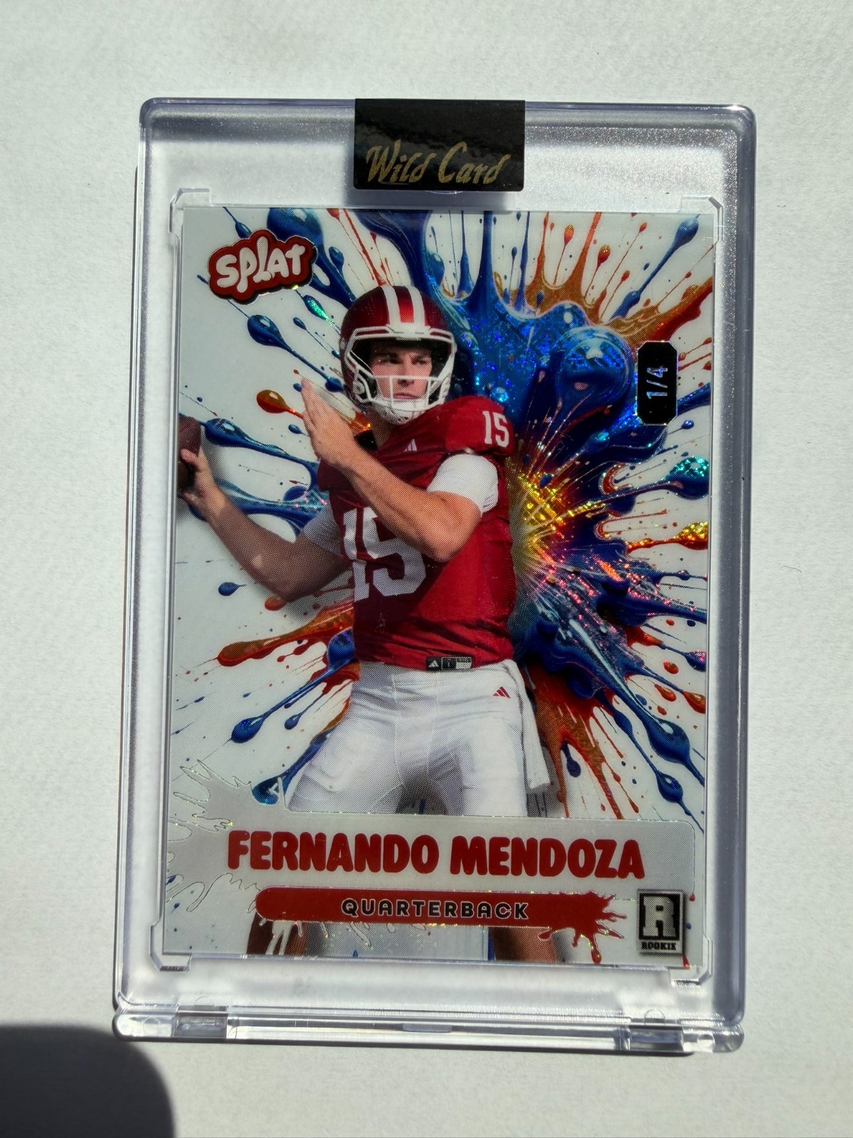 Fernando Mendoza 1/4 Rookie 2026 Wild Card Splat Edition Orange Blue Explosion