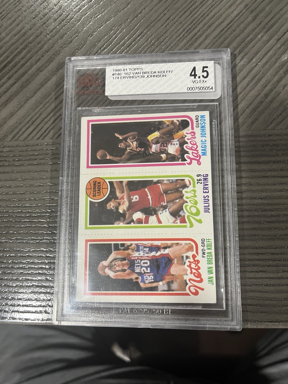 1980-81 Topps – Magic Johnson, Julius Erving, Van Breda Kolff #139-174-162 (RC)