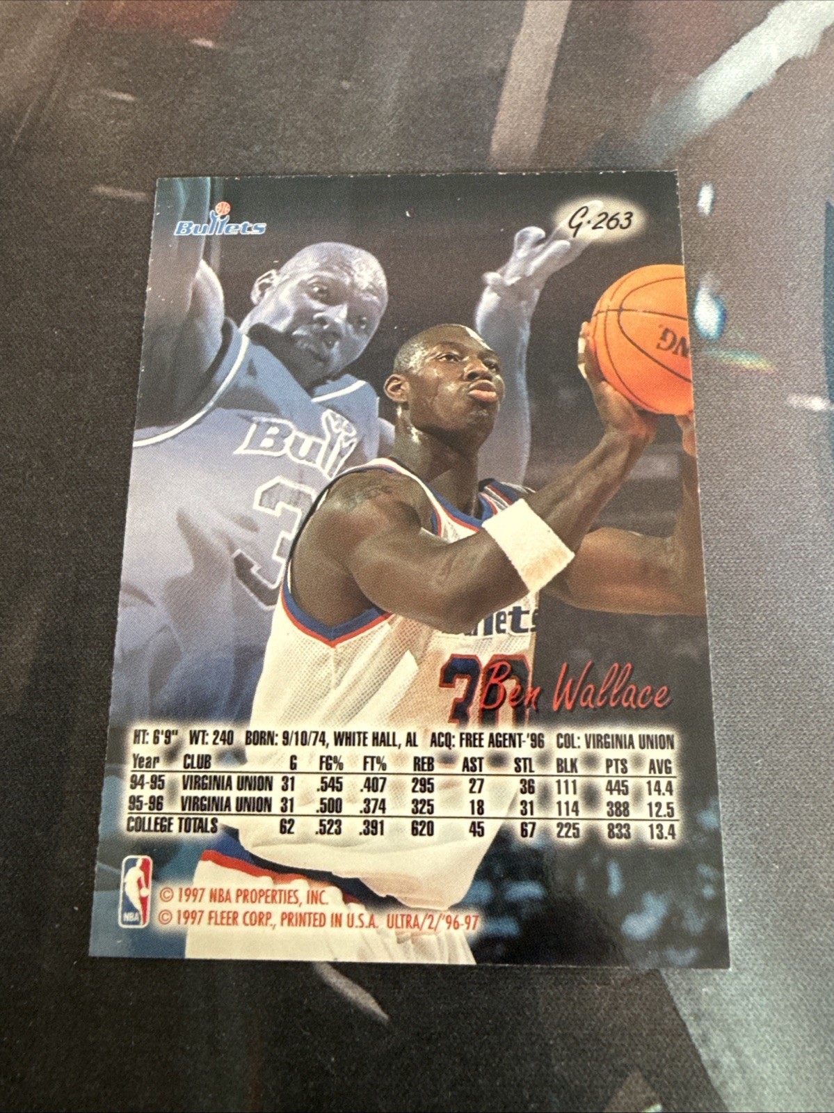 1996-97 Fleer Ultra Gold Medallion Ben Wallace RC #G263 Washington Bullets (A)