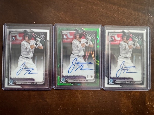 2024 Bowman Draft – Prospect Autographs Jared Thomas Green Lava /99, Base Autos