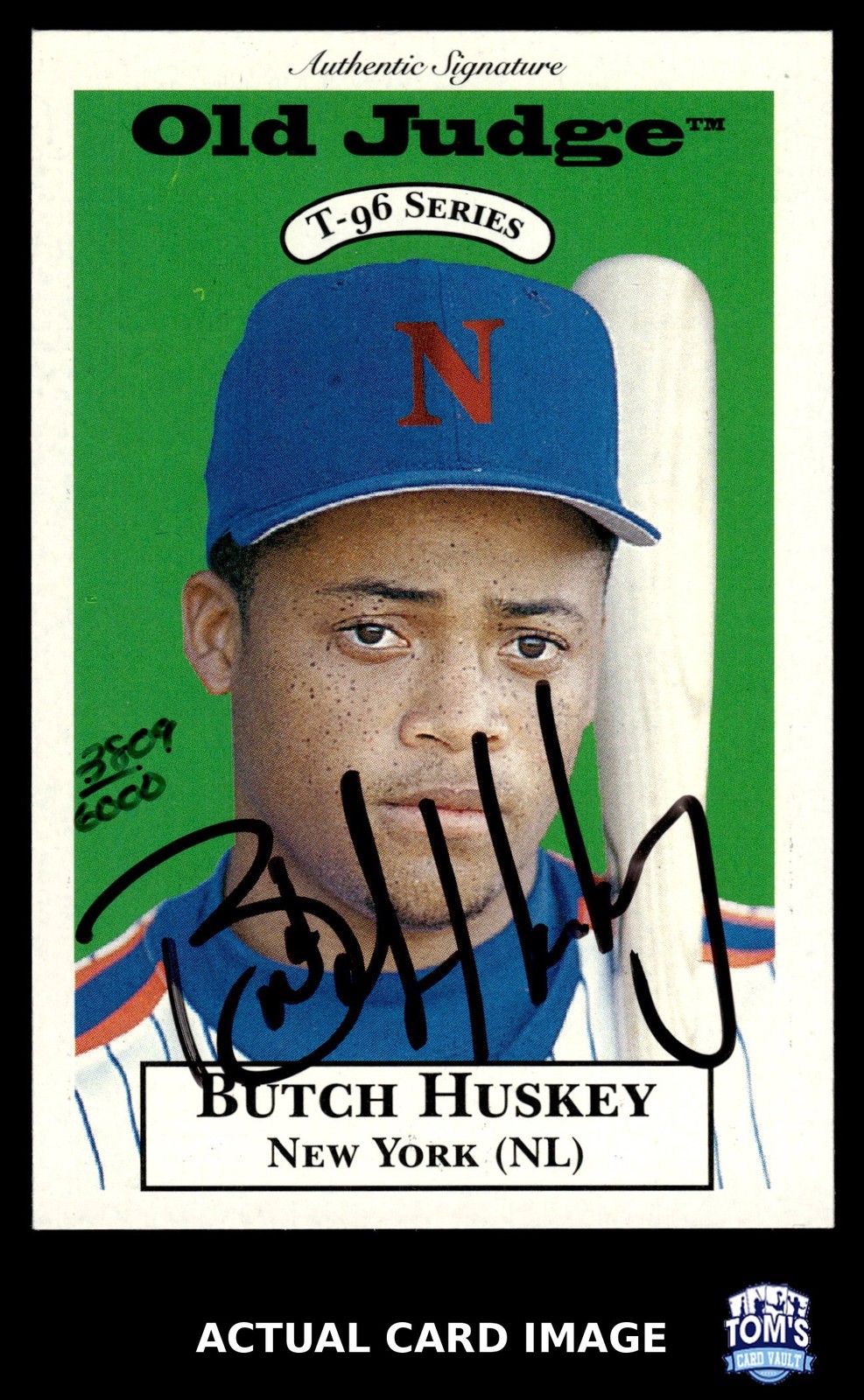 1996 Old Judge T-96 Series #13 BUTCH HUSKEY New York Mets AUTO #/6000 NM