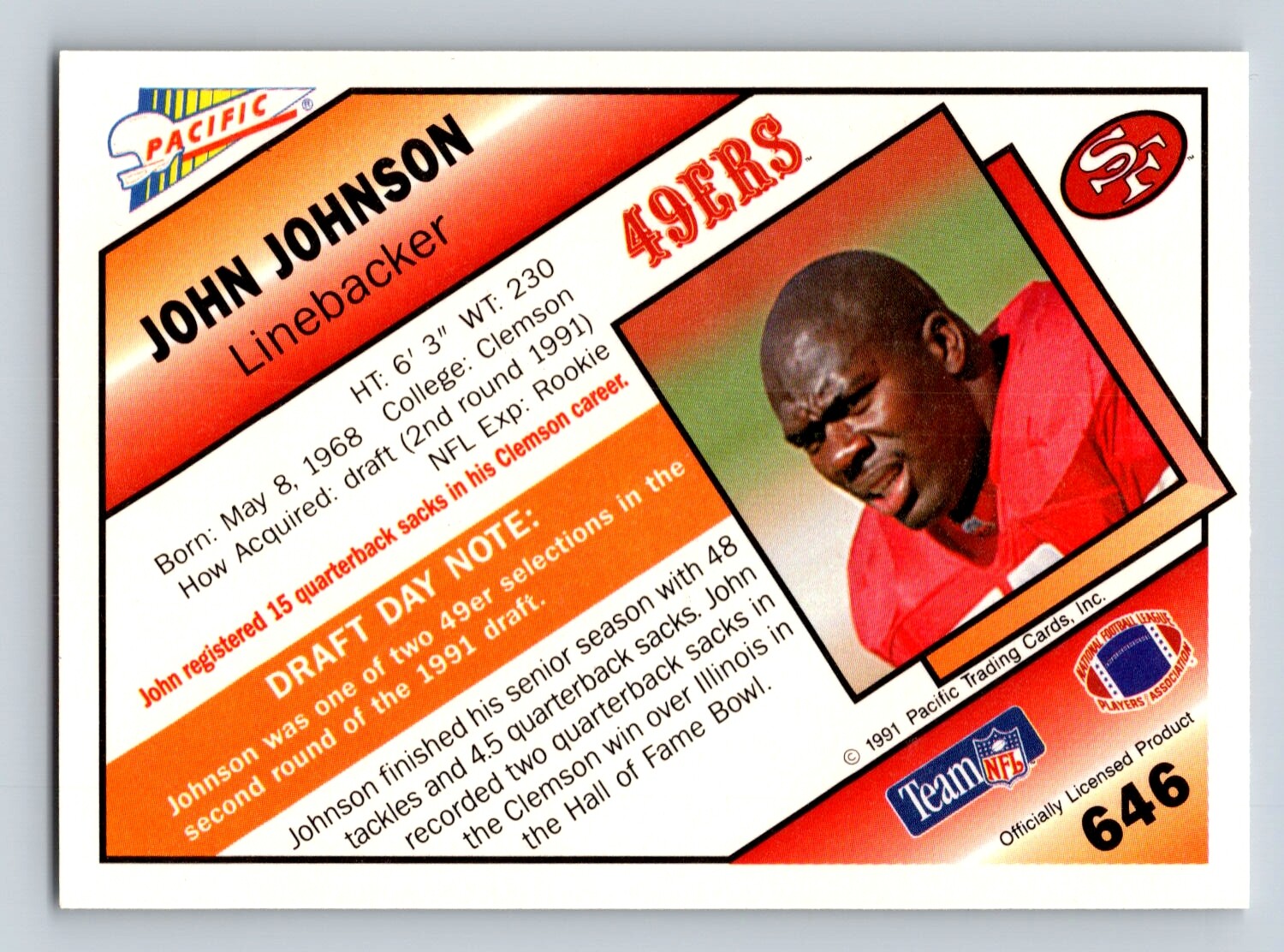 John Johnson 1991 Pacific #646 San Francisco 49ers RC