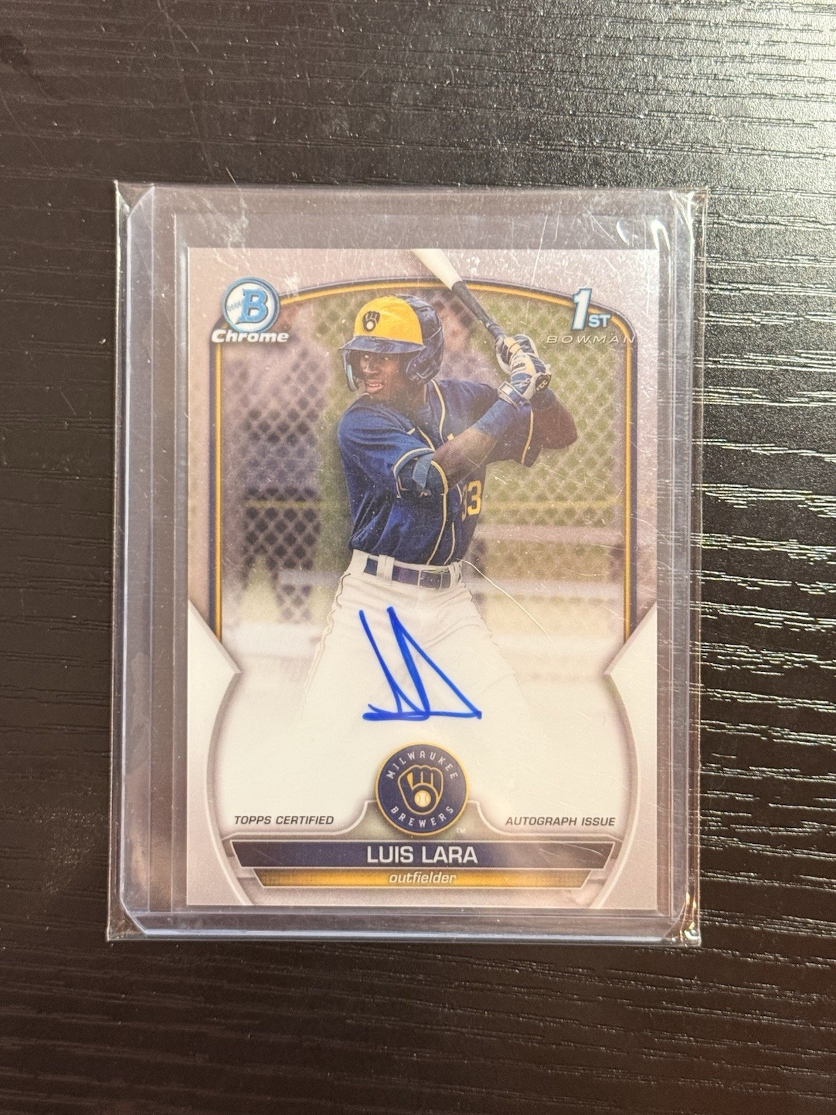 2023 Bowman Chrome – Prospect Autographs Luis Lara #CPA-LL 1st Brewers