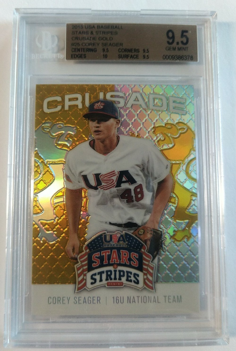 Corey Seager 2015 USA Crusade Gold #25 BGS 9.5 RC #24/25 RARE “GEM MINT” Rookie