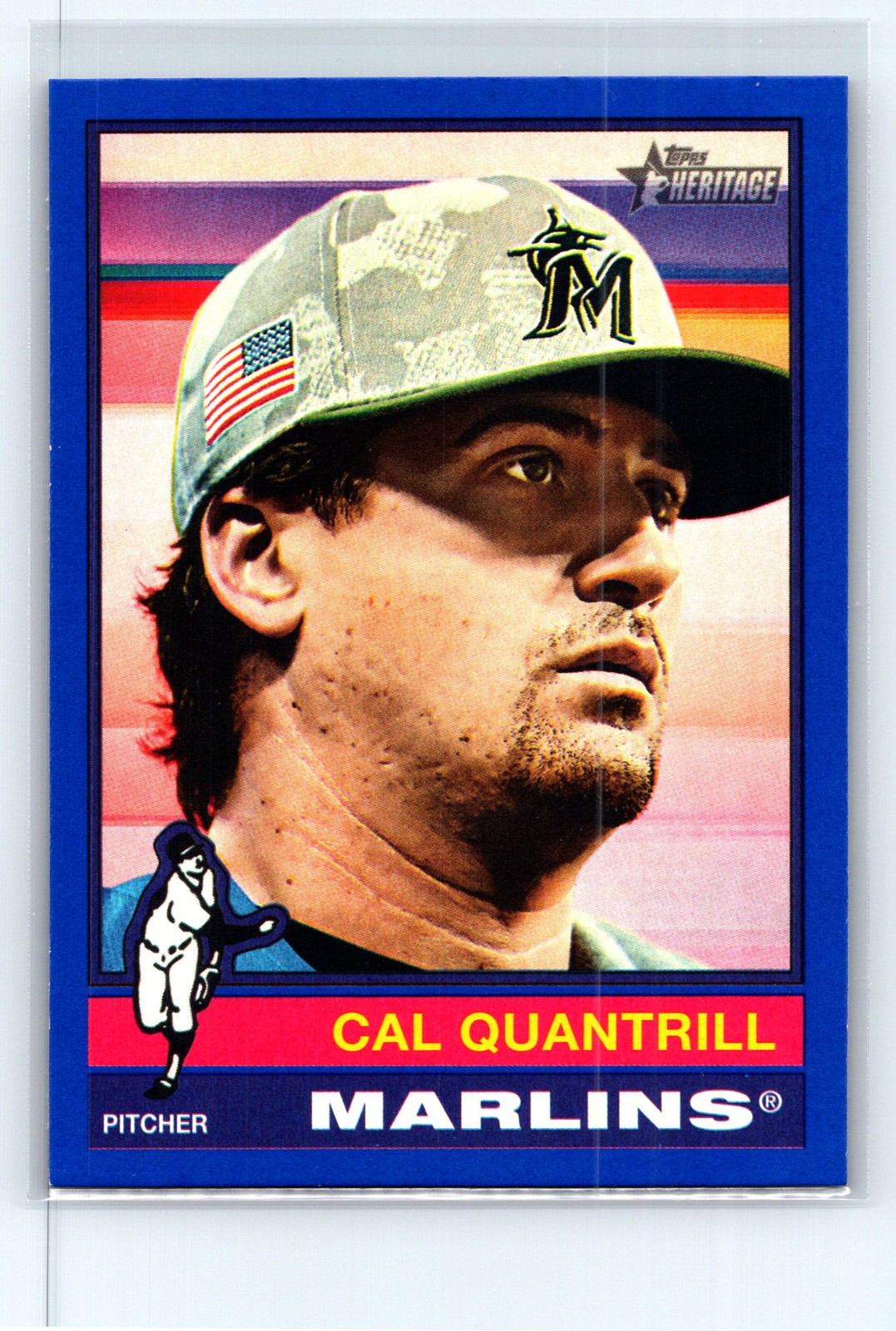 2025 Topps Heritage Cal Quantrill Dark Blue Border #501 Miami Marlins