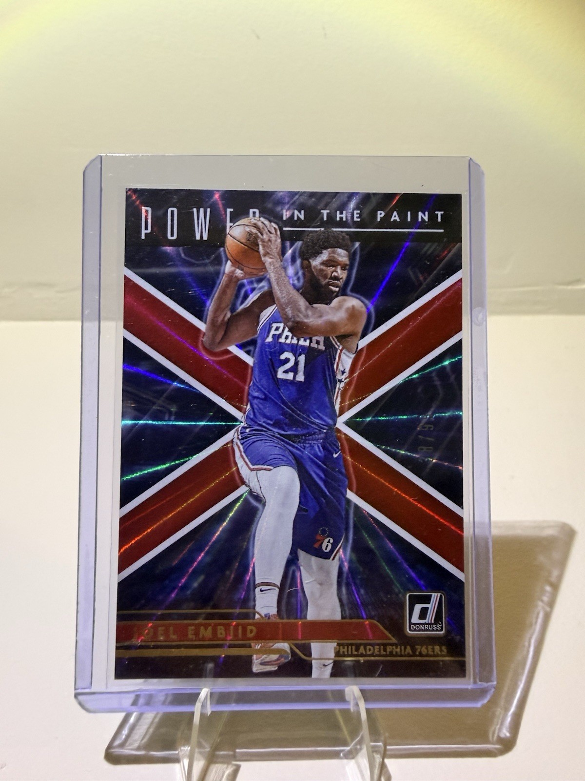 2021-22 Panini Donruss – Power in the Paint Joel Embiid #10 Holo Red Laser /99