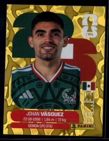 2026 Panini World Cup Sticker Collection Johan Vasquez Mexico Gold Crumple