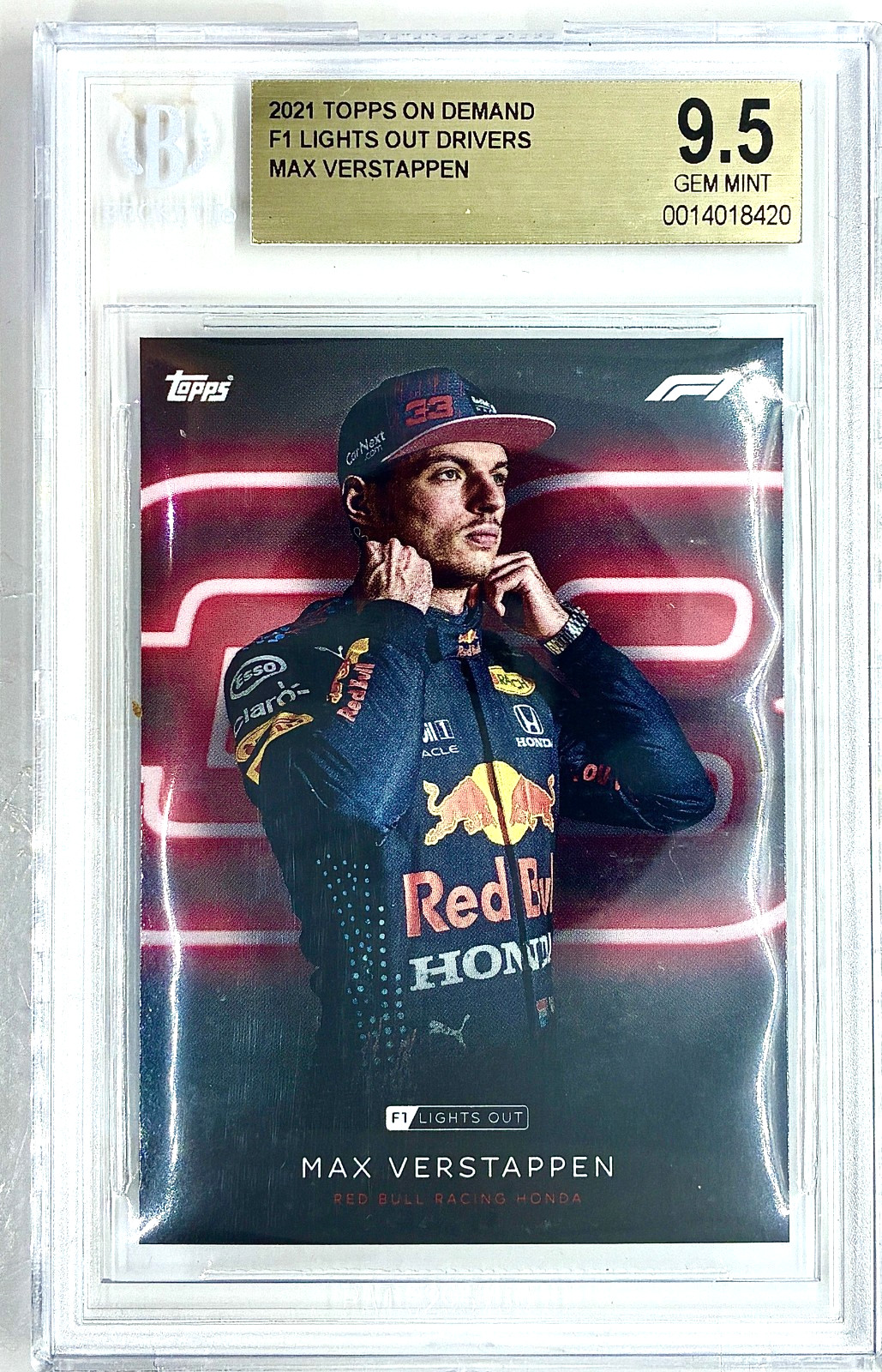 2021 TOPPS ON DEMAND F1 LIGHTS OUT DRIVERS MAX VERSTAPPEN BECKETT 9.5 GEM MINT