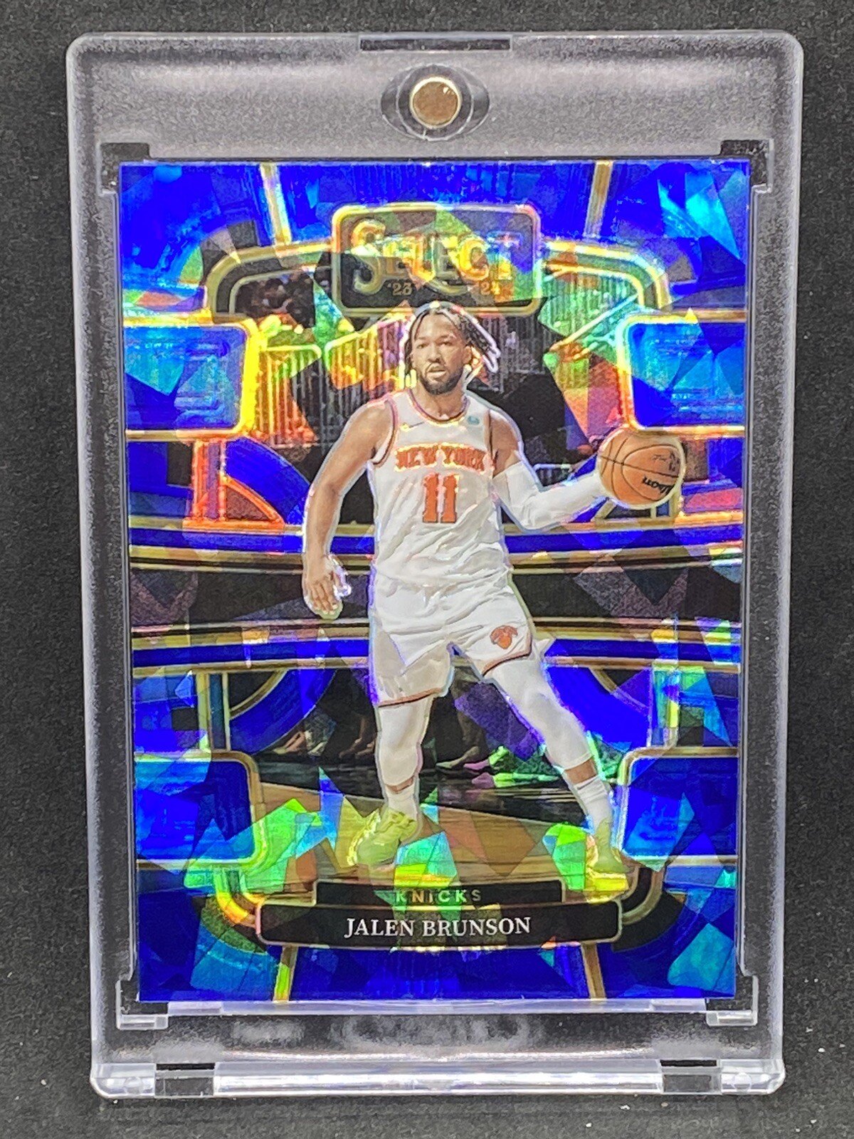 Jalen Brunson RARE BLUE CRACKED ICE REFRACTOR CARD PANINI KNICKS