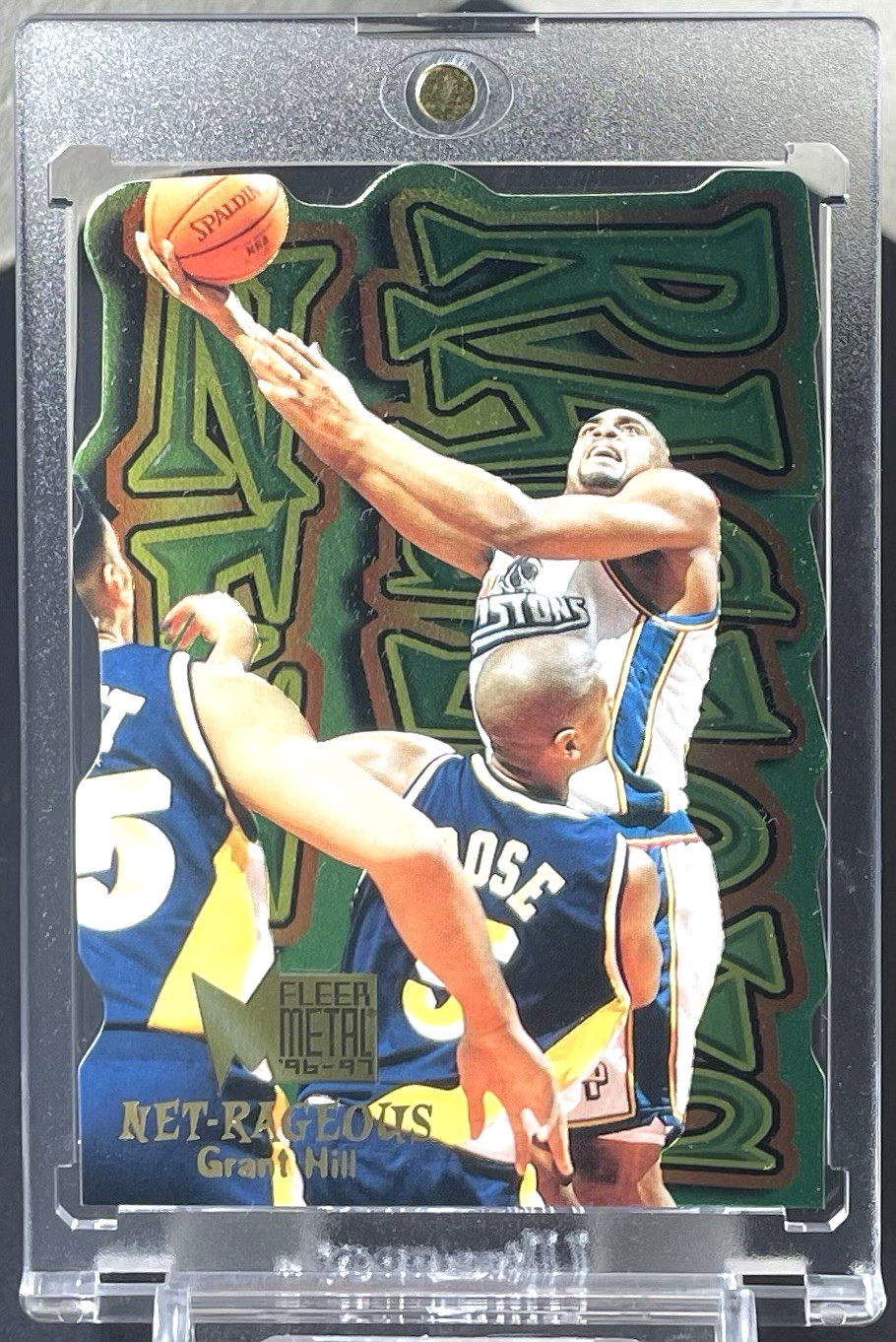 1996-97 Fleer Metal – Net-Rageous Grant Hill #3 SSP Insert 1:288 Pistons HOF