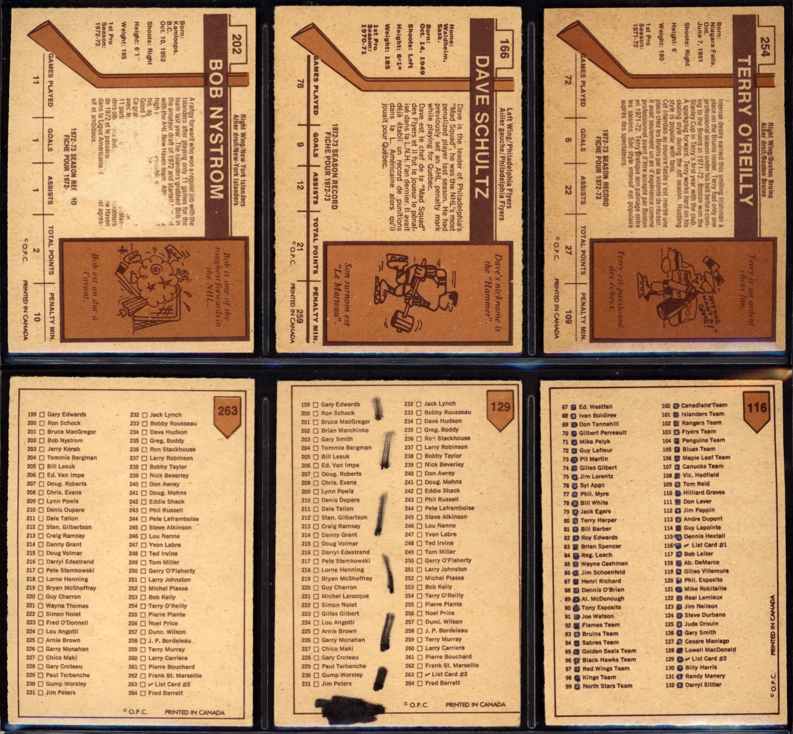 1973-74 OPC COMPLETE HOCKEY CARD SET 1-264 VG-EX (VG-EXCELLENT)