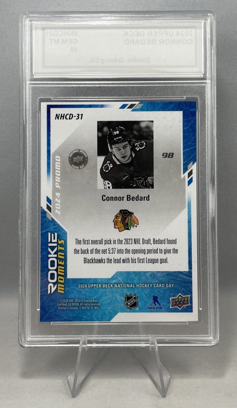 Connor Bedard Rookie Graded 10 Gem Mint 2024 Upper Deck First Goal Rare RC