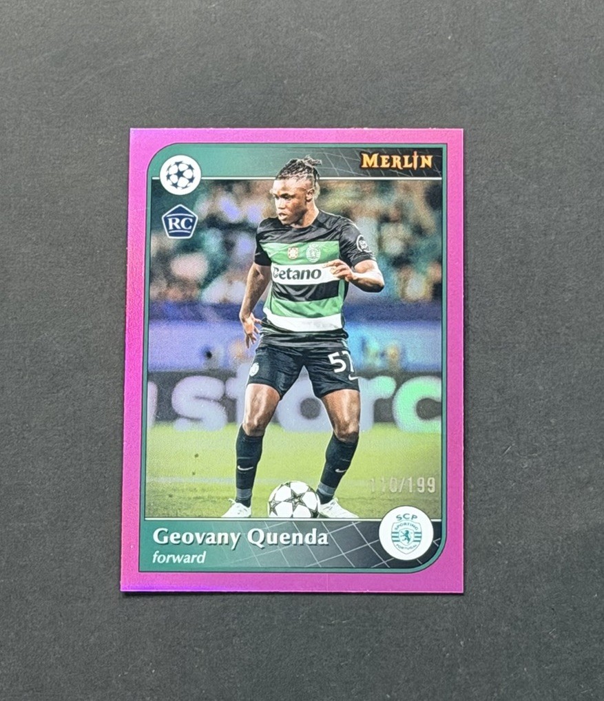 2024-25 Topps Merlin UEFA #57 Geovany Quenda Pink Refractor /199 RC