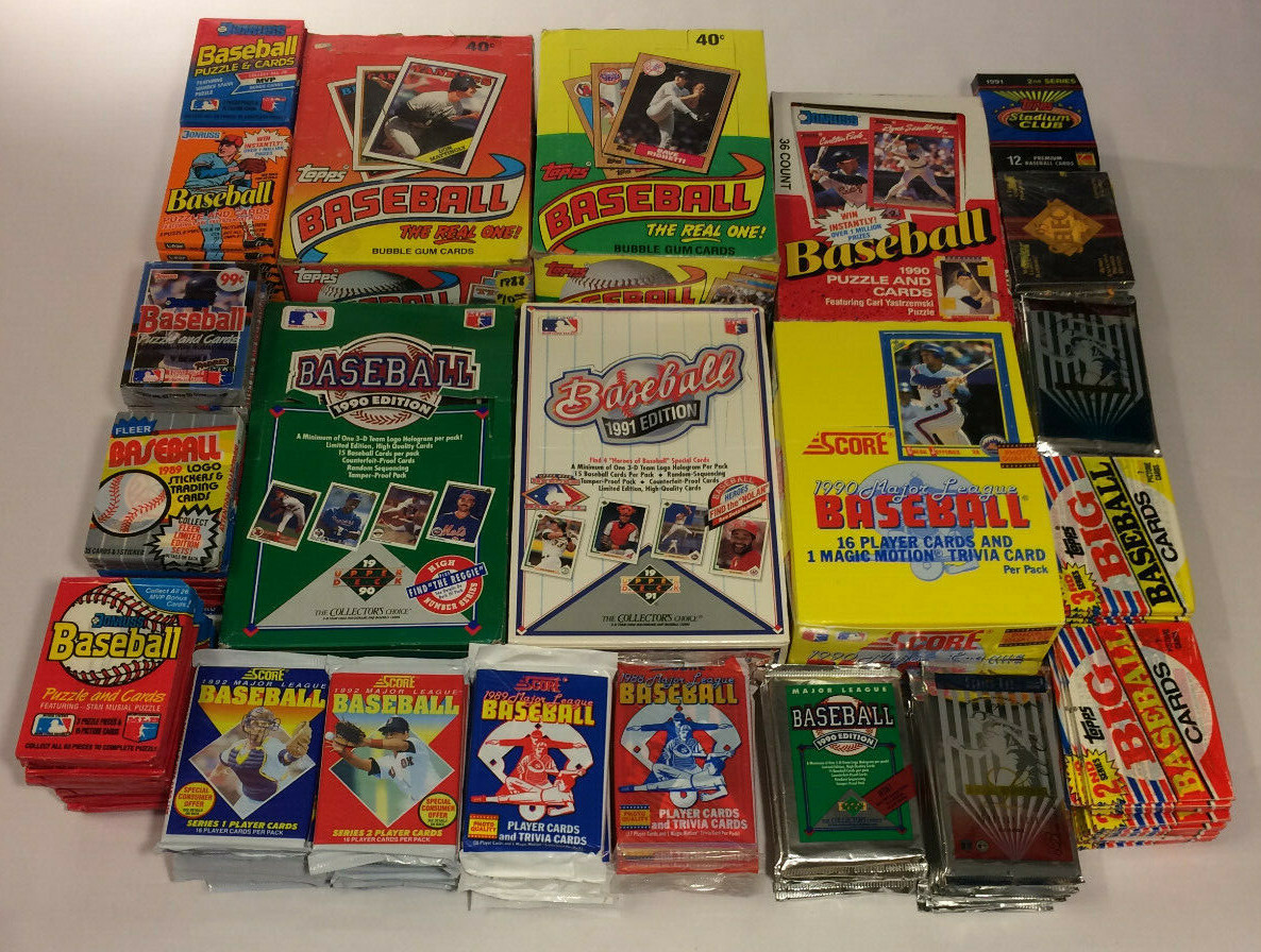 Old Vintage Baseball Cards In Unopened Packs From Wax Box, 300 Card Lot 1987-95