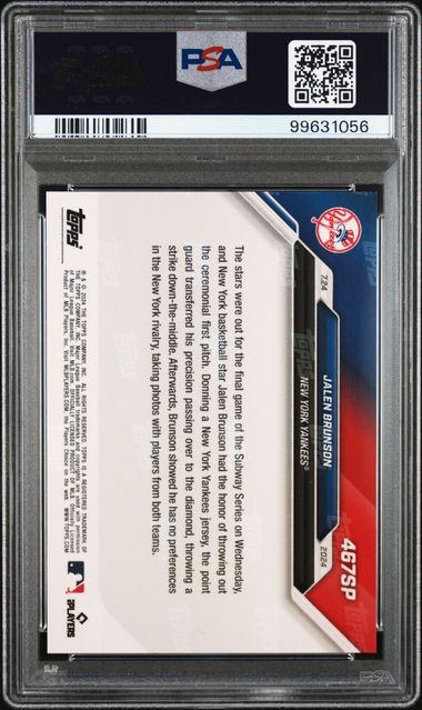 2024 TOPPS NOW JALEN BRUNSON 467SP PSA MINT 9