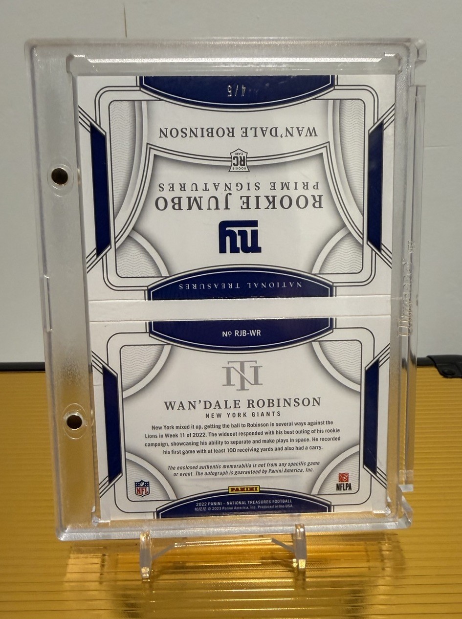 2022 Panini National Treasures Wan’dale Robinson Jumbo Laundry Tag Booklet /5