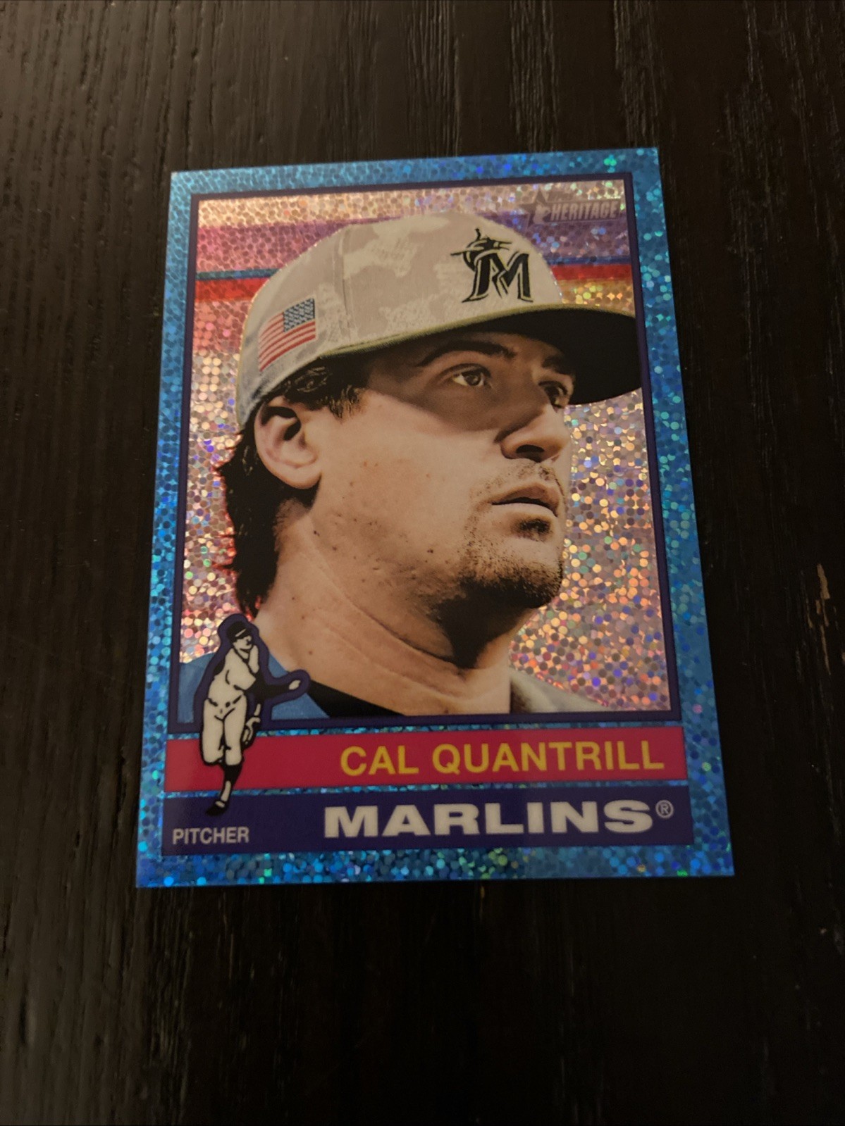 2025 Topps Heritage High Number Cal Quantrill #501 Light Blue Sparkle Marlins