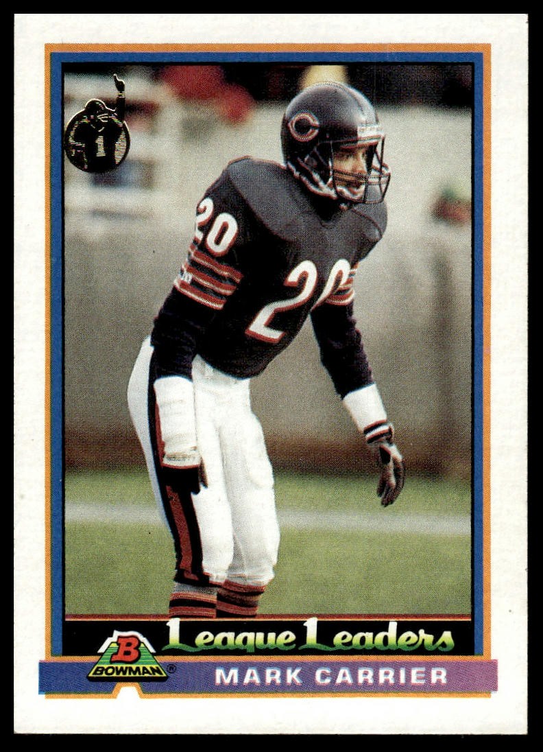 1991 Bowman #276b Mark Carrier A* in copyright on back