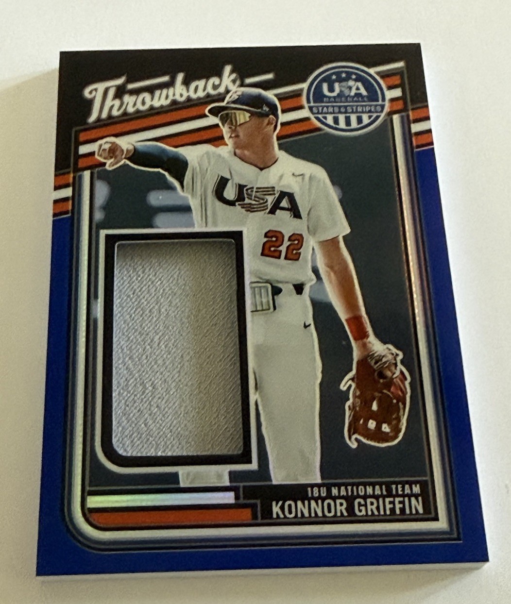 2026 Panini USA Stars And Stripes Konnor Griffin Patch Blue Throwback # 39/49