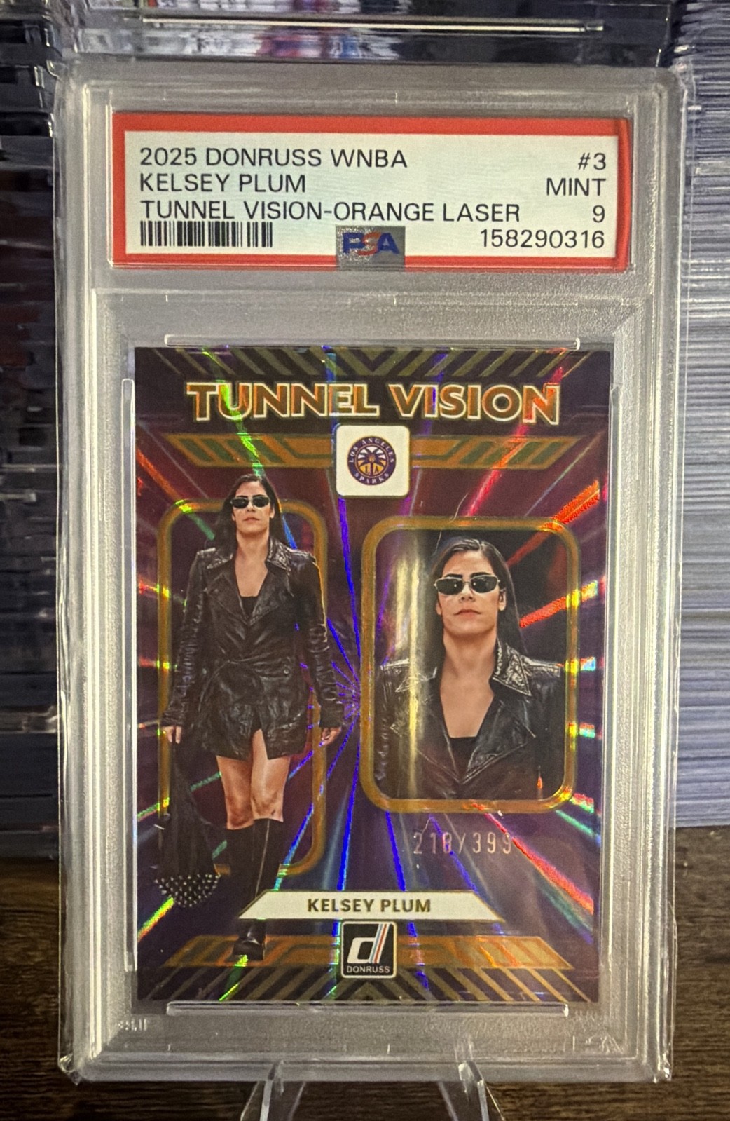 2025 Panini Donruss WNBA Tunnel Vision Kelsey Plum #3 Orange Laser #/399 Sparks