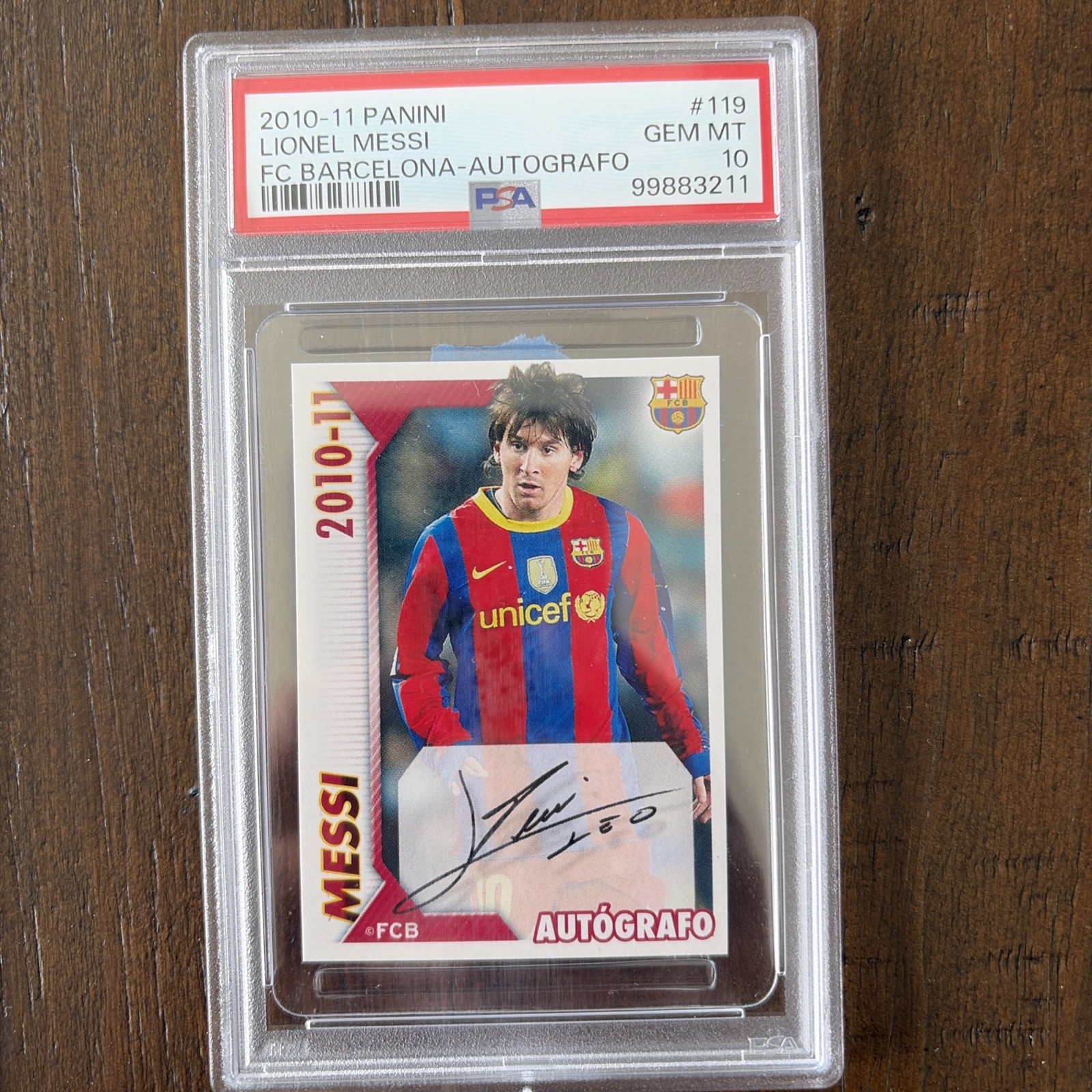 ⚽ 2010 Panini Lionel Messi #119 FC Barcelona Autógrafo PSA 10 GEM MINT ⚽