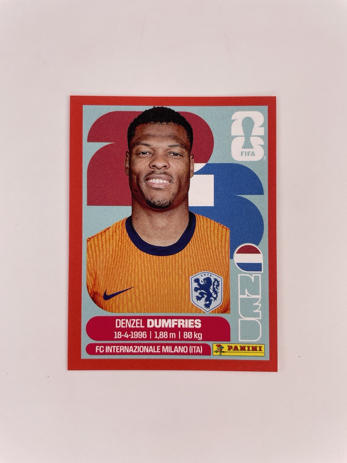2026 Panini FIFA World Cup Denzel Dumfries RED Parallel Sticker NED 1