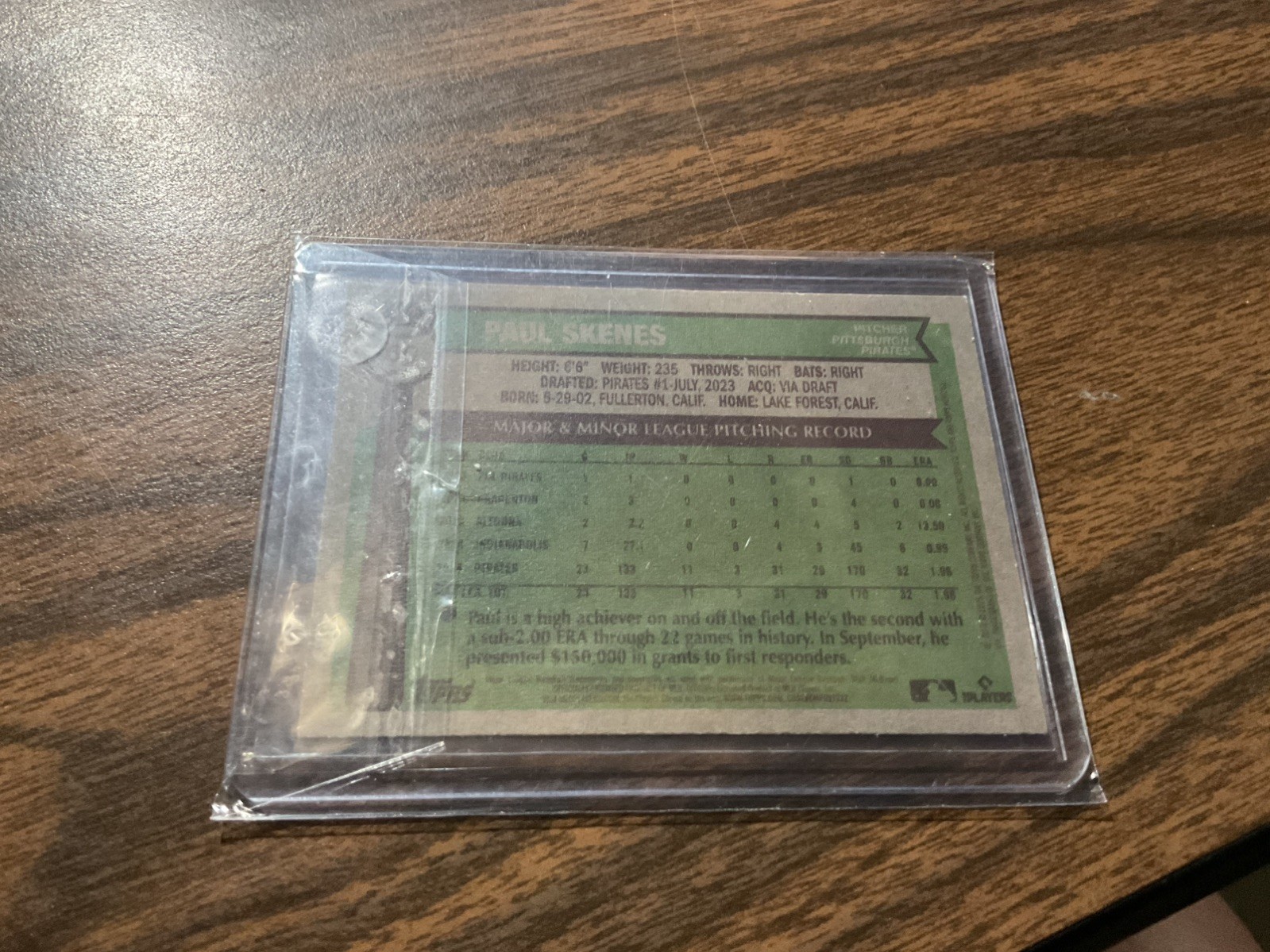 10 Topps Baseball Paul Skenes Pittsburgh Pirates 1 is a 2024 Topps Heritage PSA9