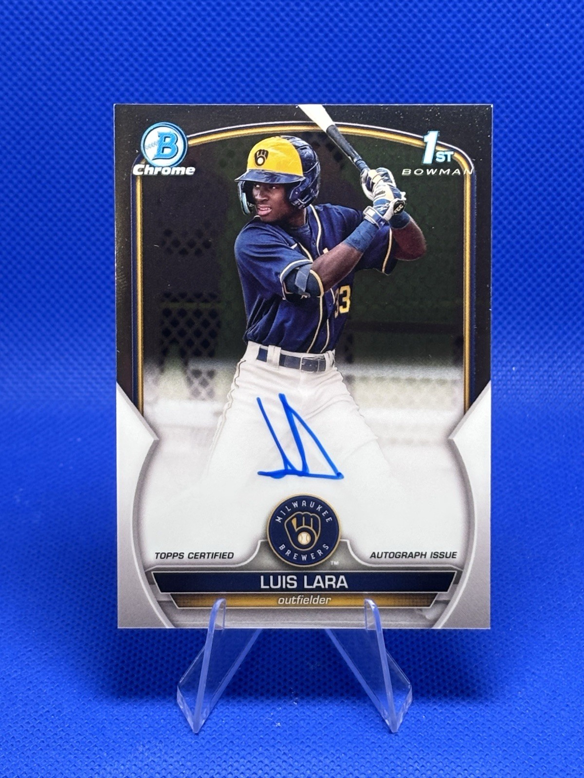 LUIS LARA 2023 Bowman Chrome 1st Prospect Auto Base (#CPA-LL) MKE Brewers