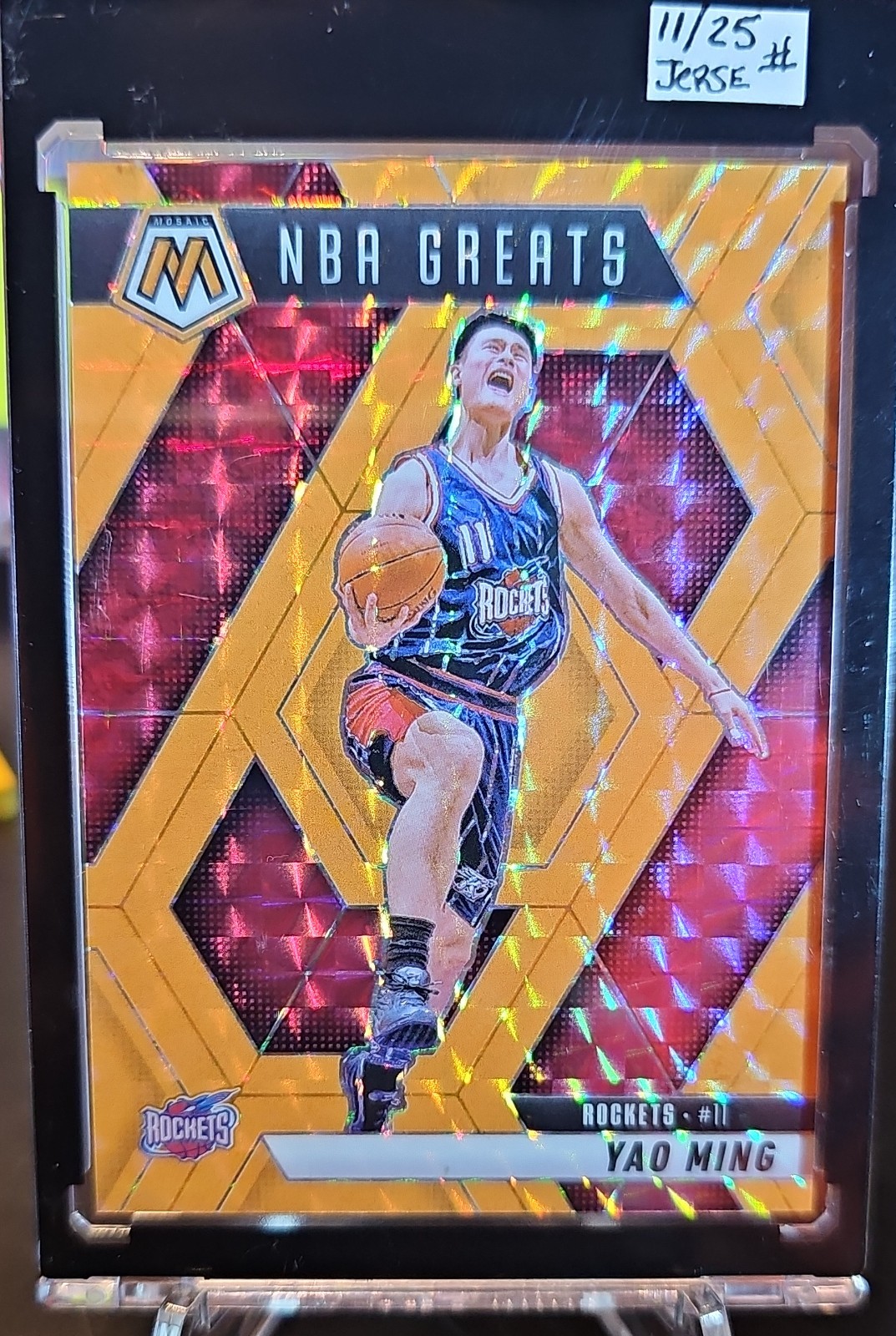2024-25 Panini Mosaic – NBA Greats Yao Ming #294 Fluorescent Orange Mosaic Prizm