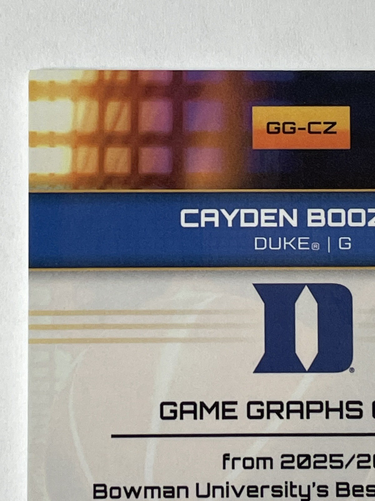 2025-26 Bowman U Best Cayden Boozer Game Graphs Patch Auto Refractor Duke 🔥📈