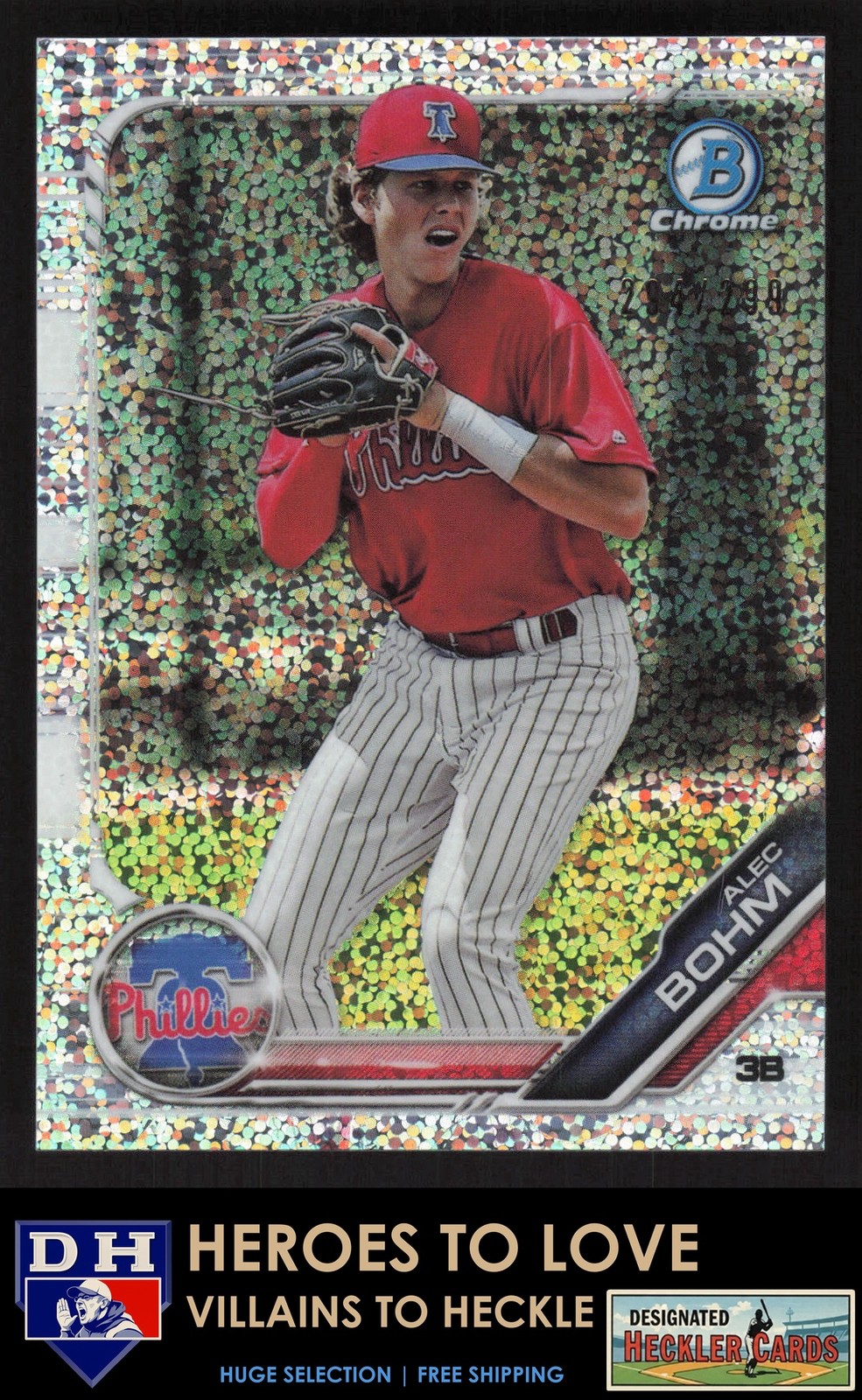 2019 Bowman Chrome Prospects Speckle Refractor #/299 Alec Bohm #BCP-2 Phillies