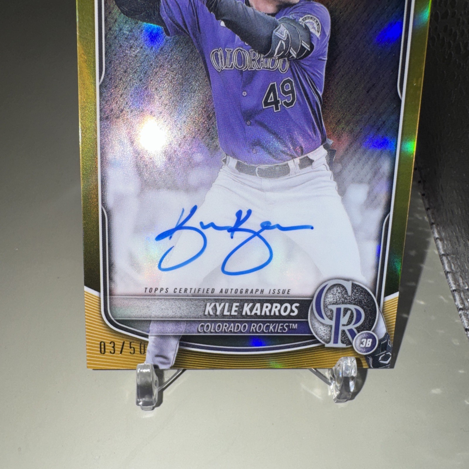 Kyle Karros 2025 1st Bowman Auto True Gold /50 Au Rc Rockies