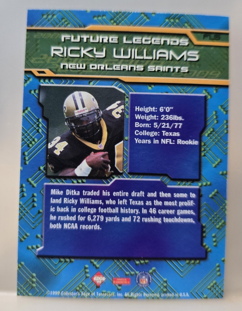 Ricky Williams 1999 Collector’s Edge First Place #FL5 Saints