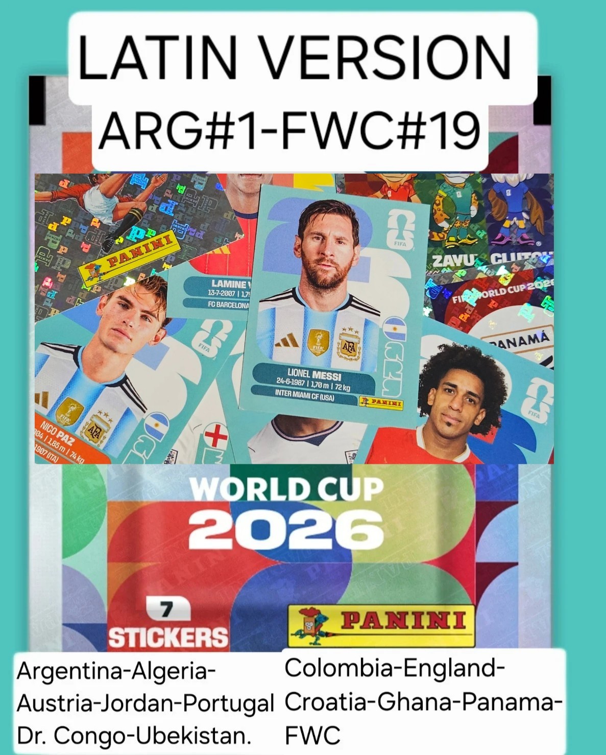 Panini World Cup 2026 -LATIN Edition – Stickers from ARG#1 to FWC#19