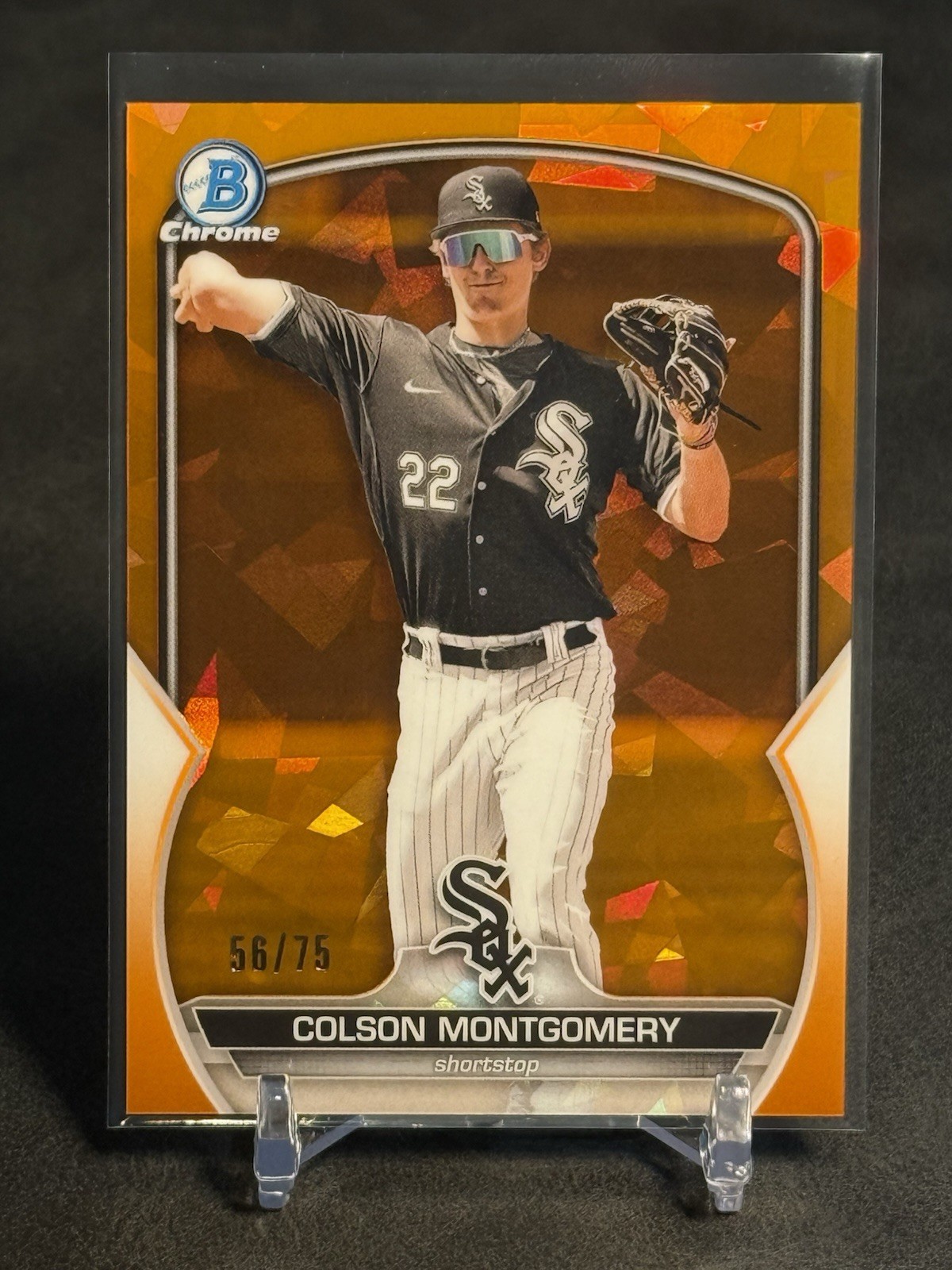 2023 Bowman Sapphire Prospects #BCP-165 Colson Montgomery Orange Refractor /75