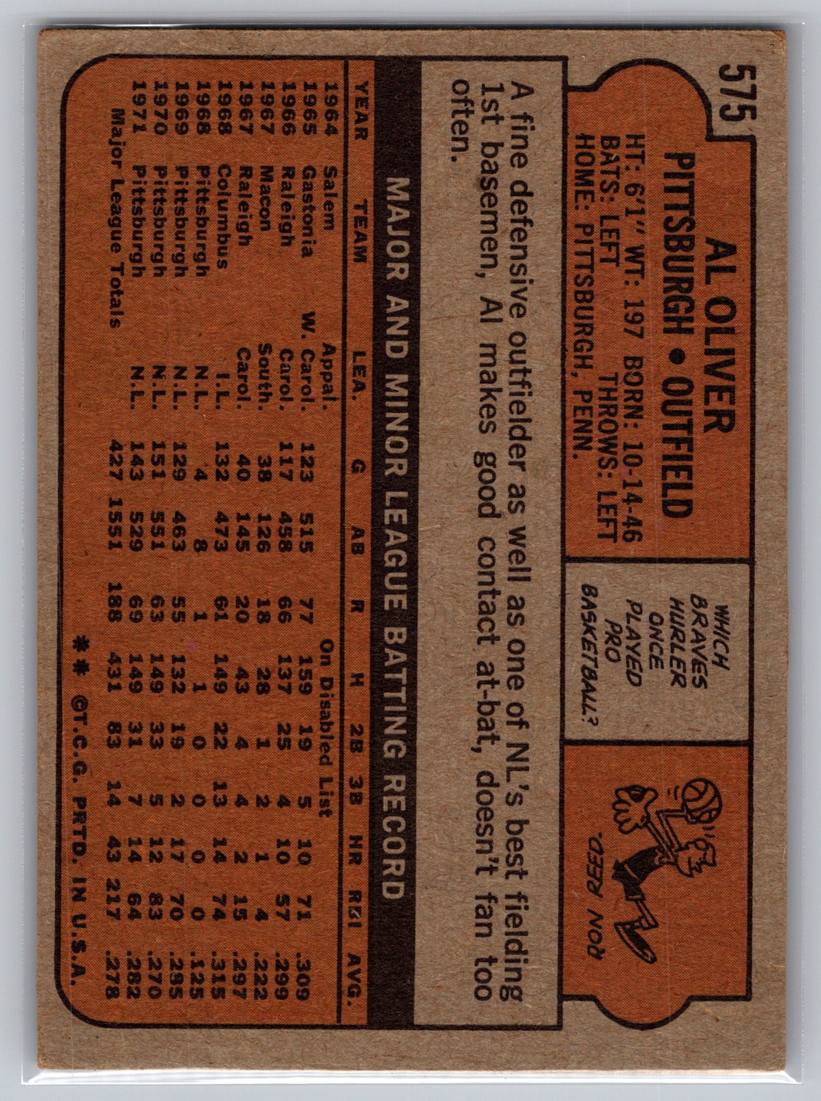 1972 Topps #575 Al Oliver