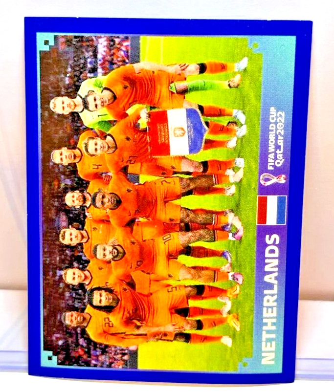 2022 Panini FIFA World Cup Qatar Sticker Netherlands Team BLUE PARALLEL #NED1