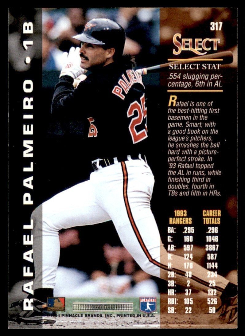 1994 Select #317 Rafael Palmeiro